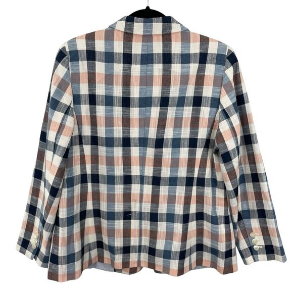 NEW‎ Talbots Vivid Plaid Blazer Ivory Multi Size 14P Petite - Picture 3 of 8